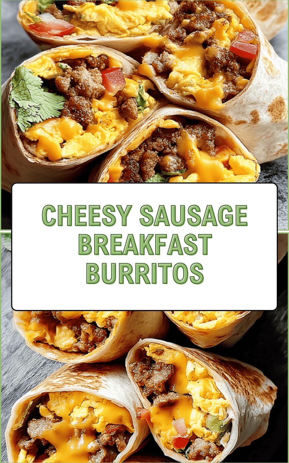 Cheesy Sausage Breakfast Burritos
