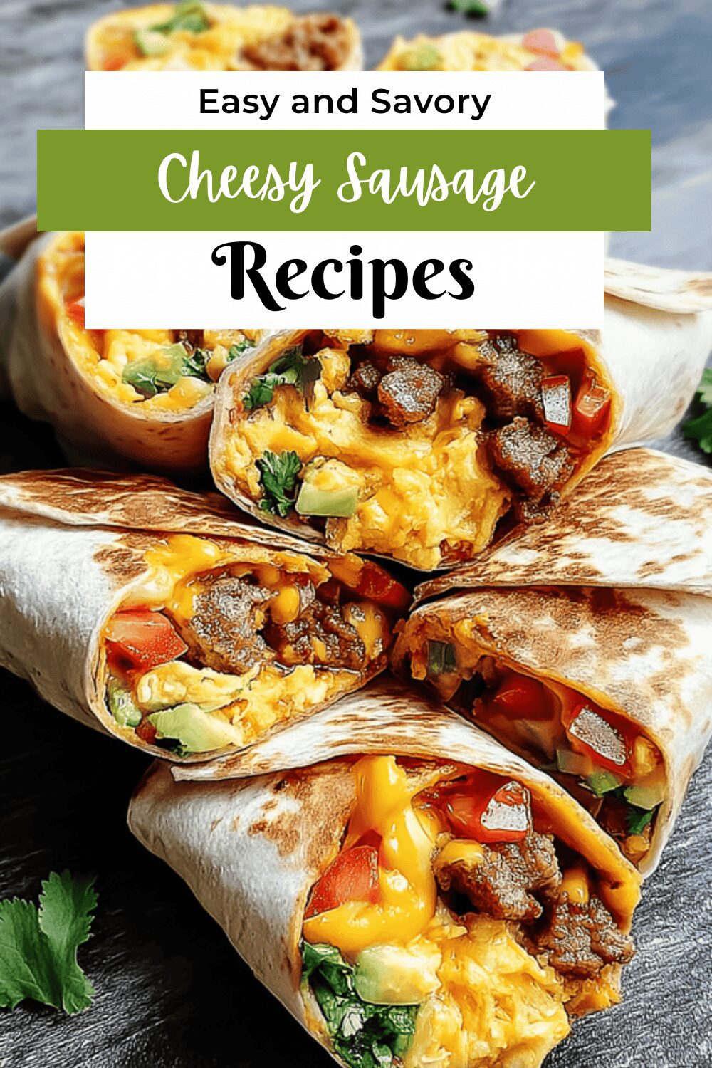 Cheesy Sausage Breakfast Burritos