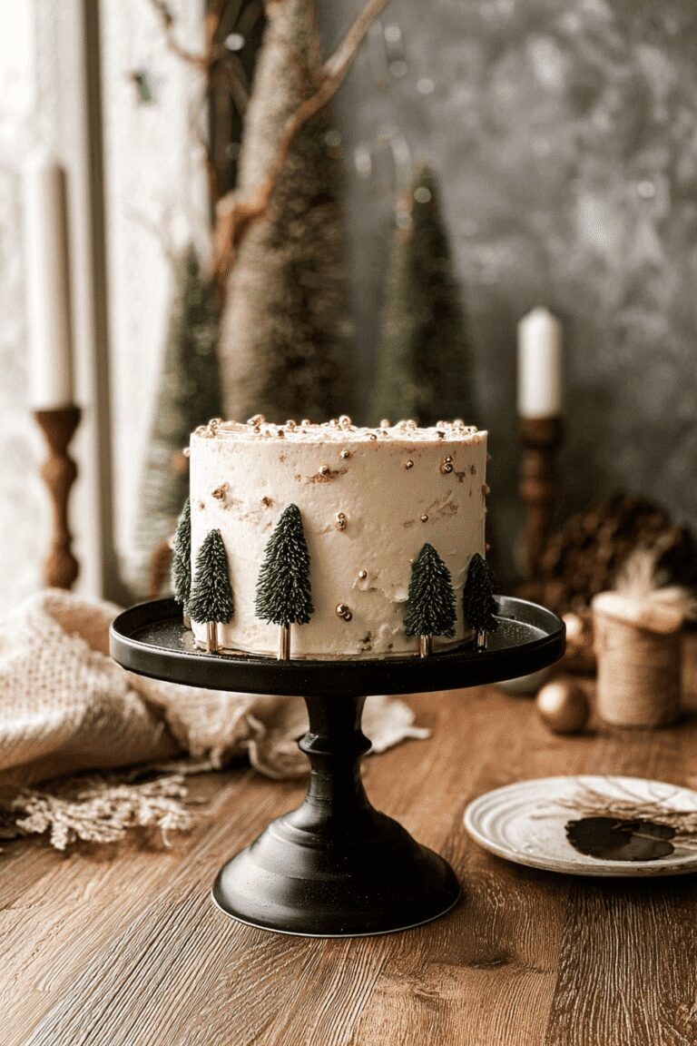 Gold Green Christmas Trees Cake 85.Png