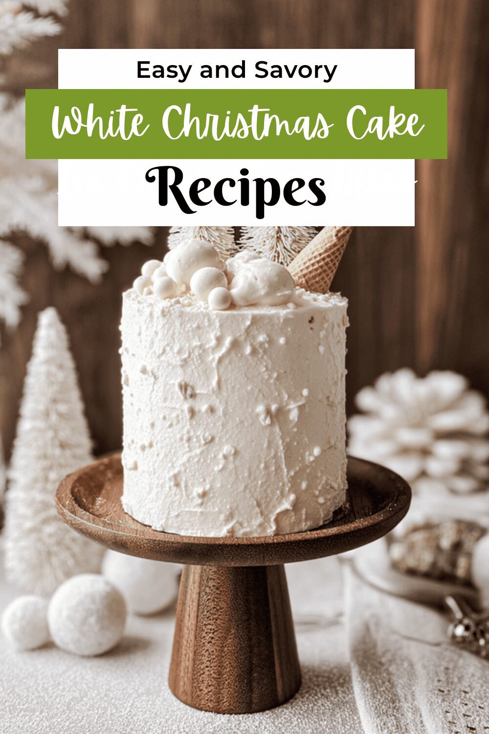 White Christmas Cake Ice Cream Cone Trees