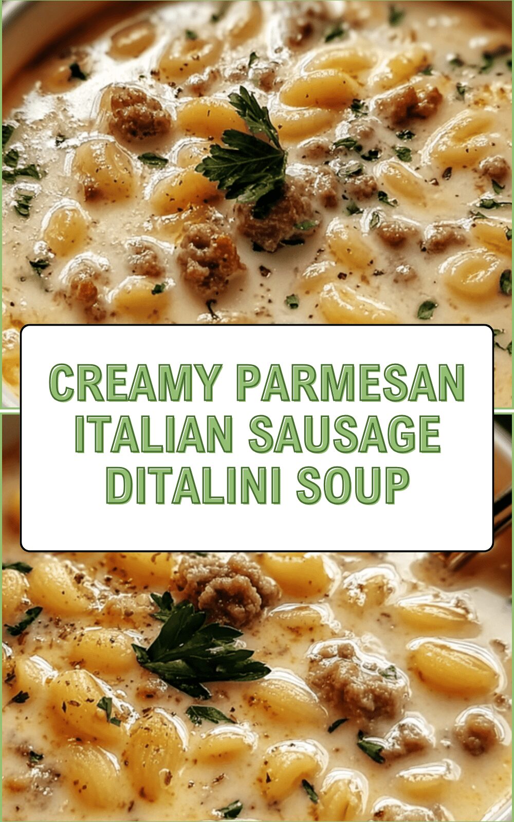 Creamy Parmesan Italian Sausage Ditalini Soup