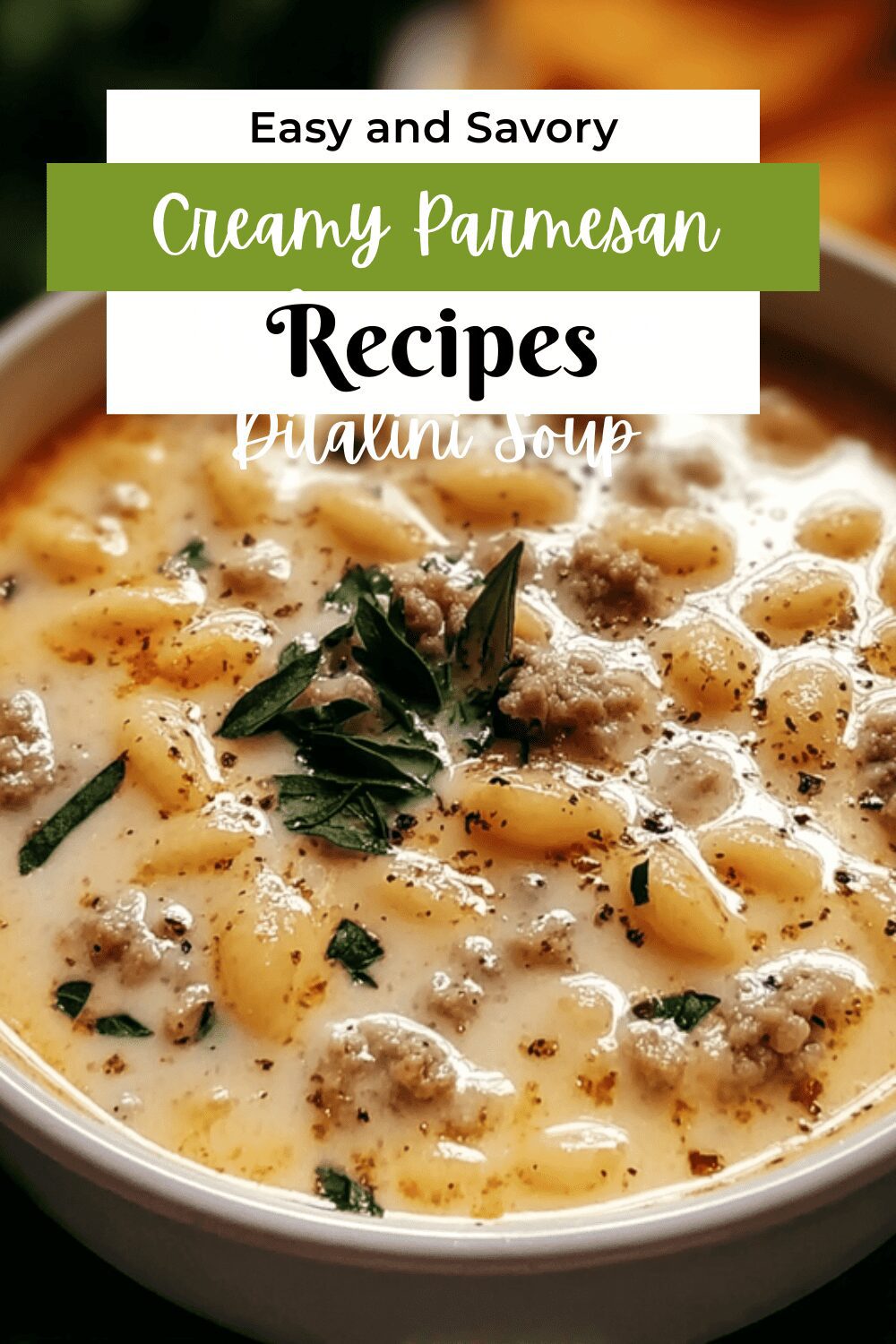 Creamy Parmesan Italian Sausage Ditalini Soup