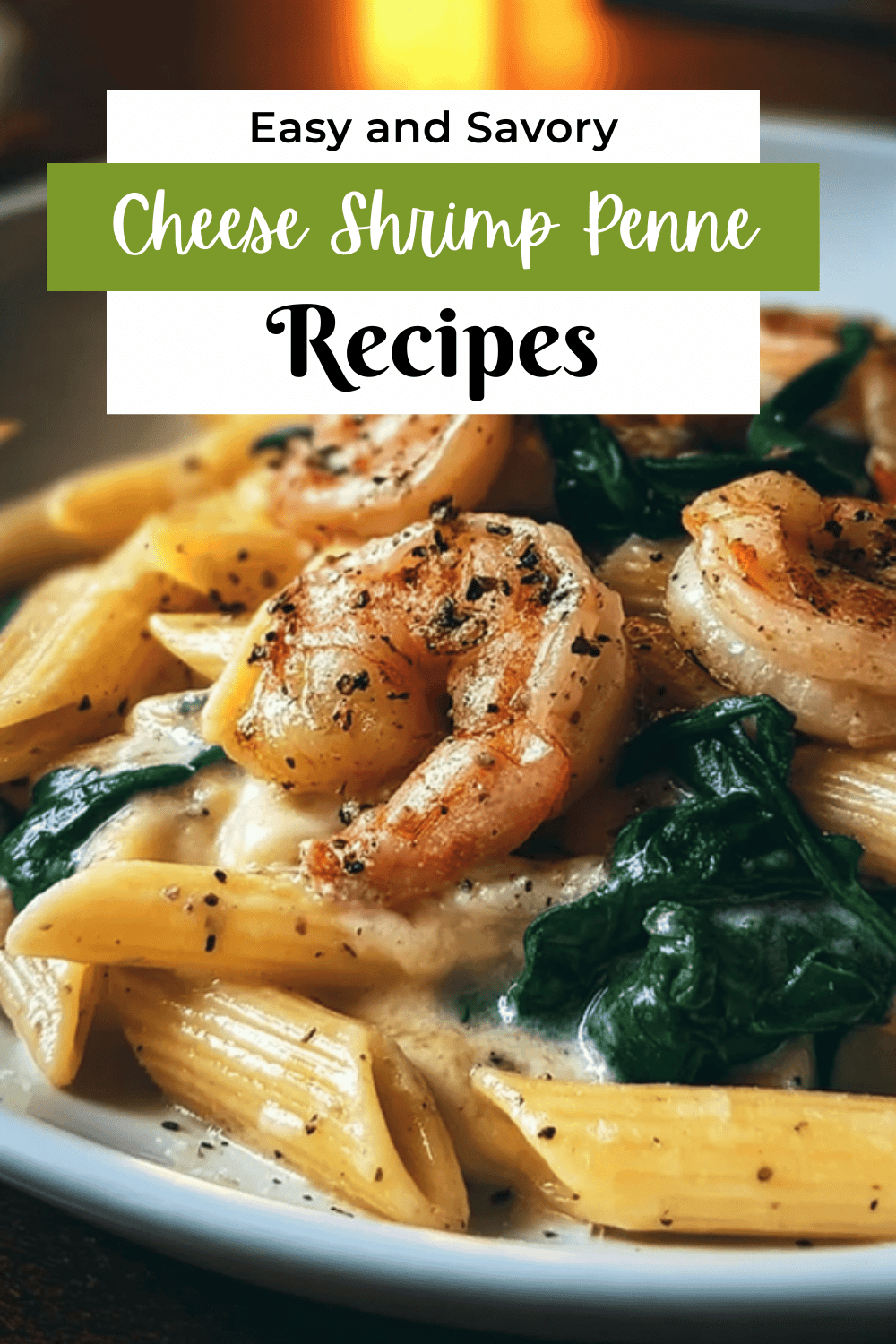 Cheese Shrimp Penne Pasta Spinach