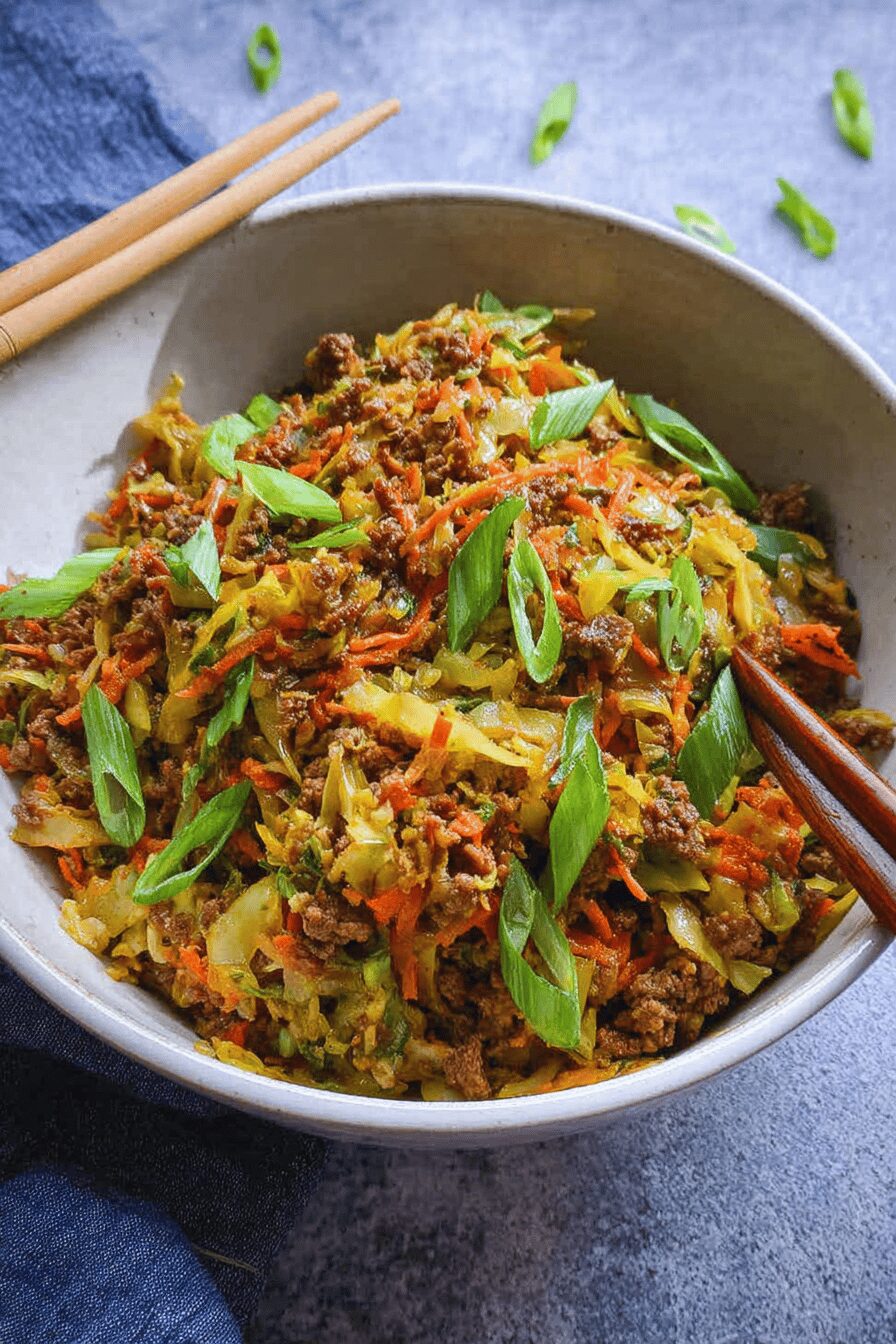 Egg Roll In A Bowl Recipe With Ground Meat And Fresh Vegetables 6 Egg Roll In A Bowl