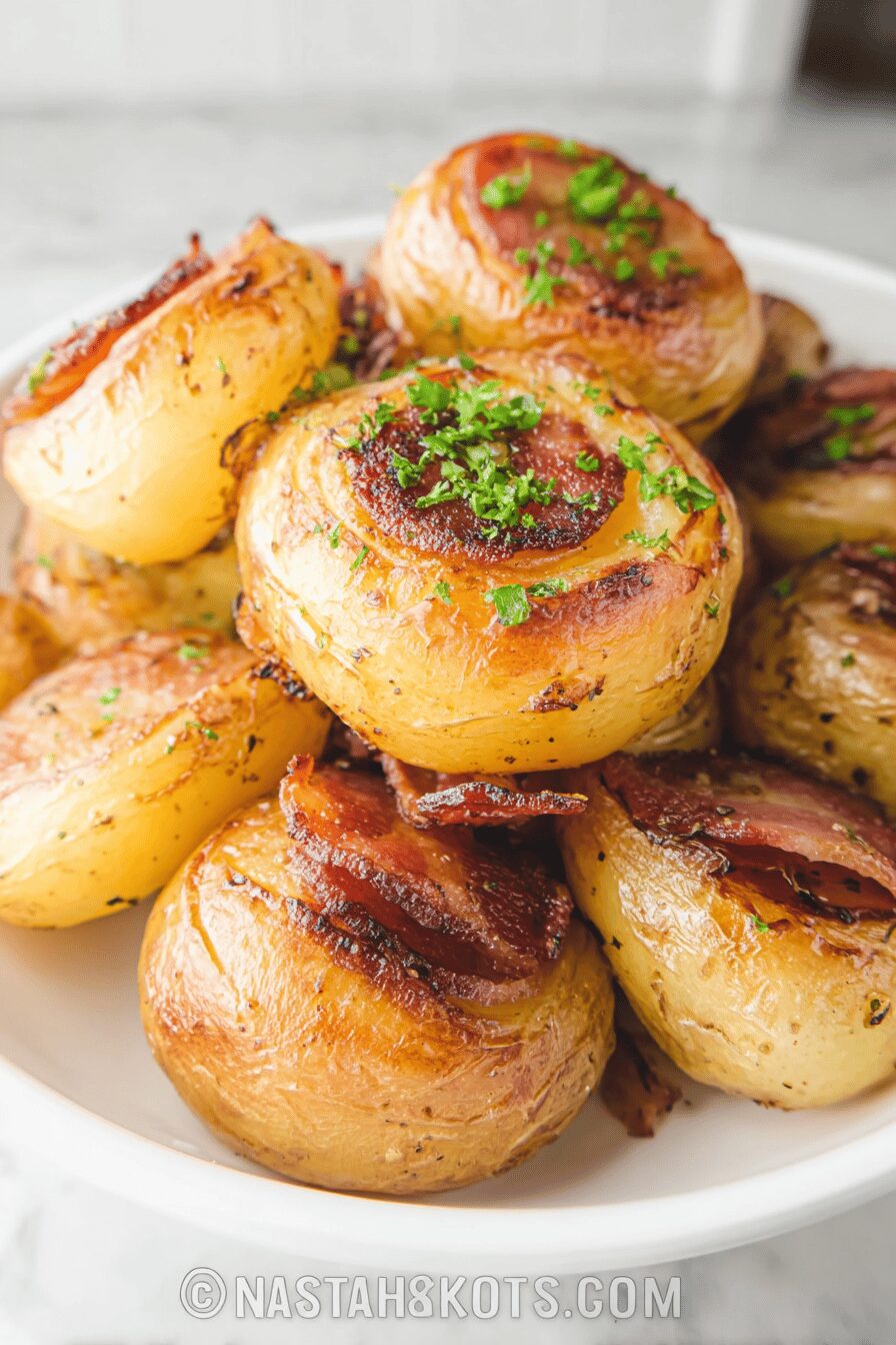Garlic Roasted Potatoes With Crispy Bacon And Herbs Recipe 6 Roasted Potatoes With Bacon