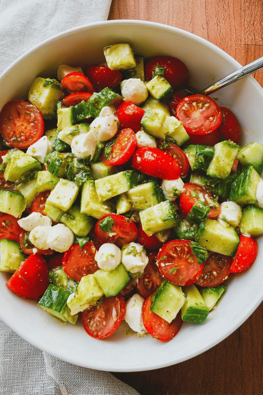 Tomato Cucumber Mozzarella Salad