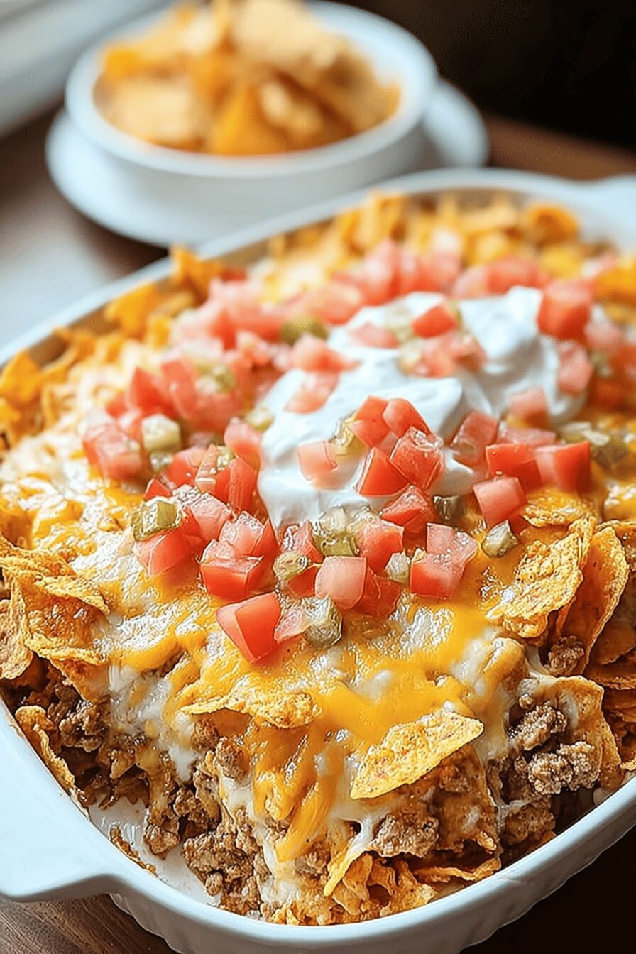 Beef Cheese Dorito Bake
