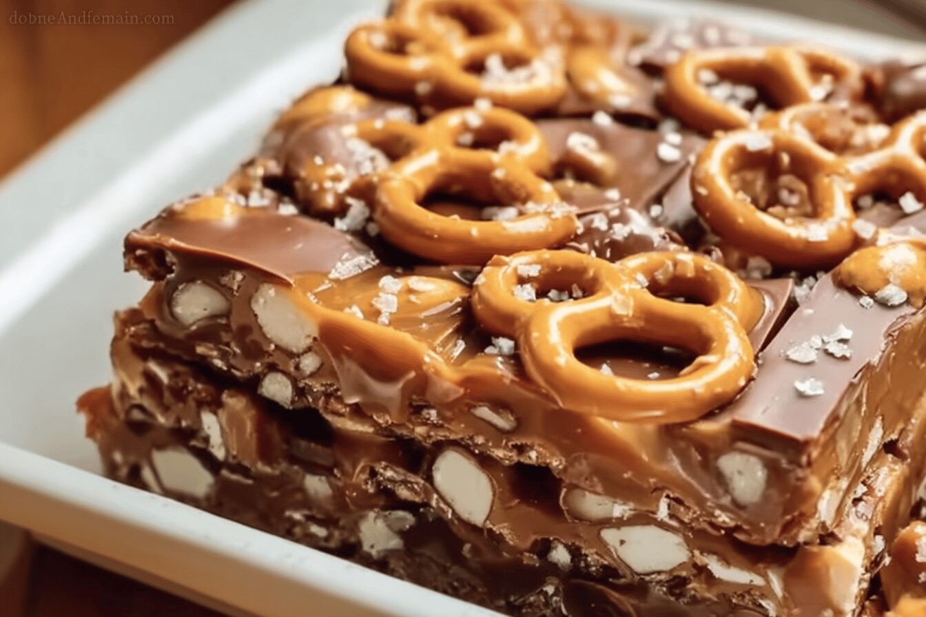 Caramel Pretzel Crack Bars