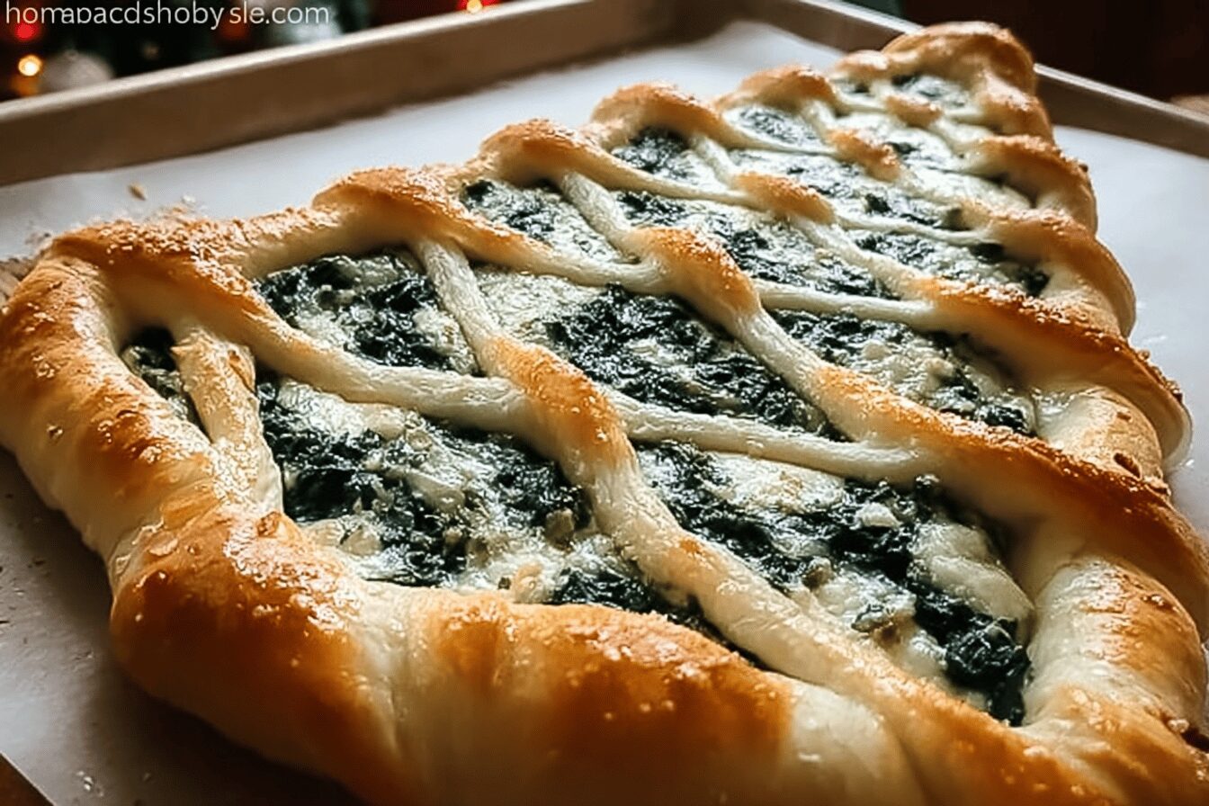 Christmas Tree Spinach Dip Breadsticks