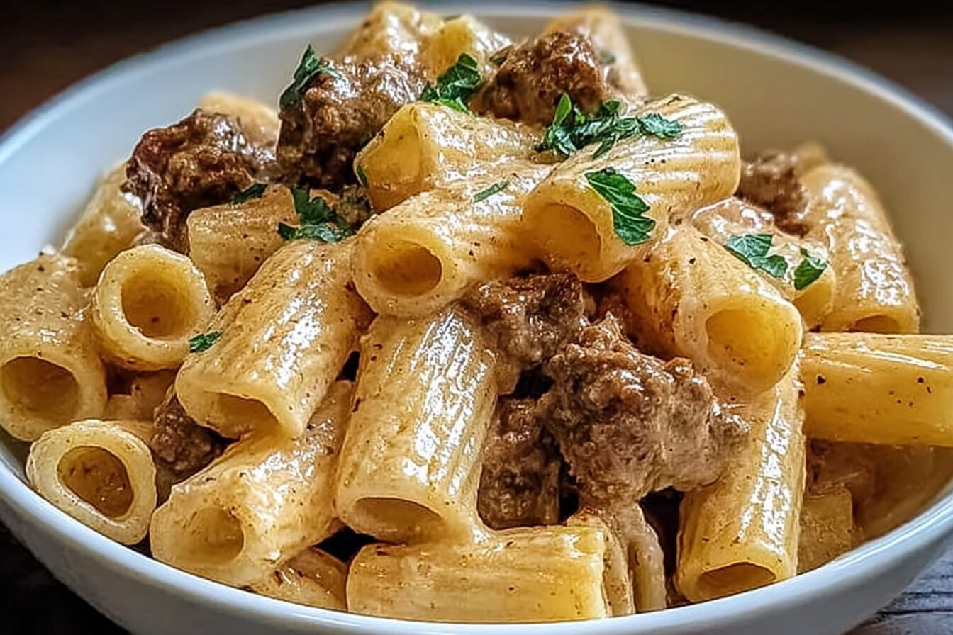 Creamy Parmesan Beef Rigatoni
