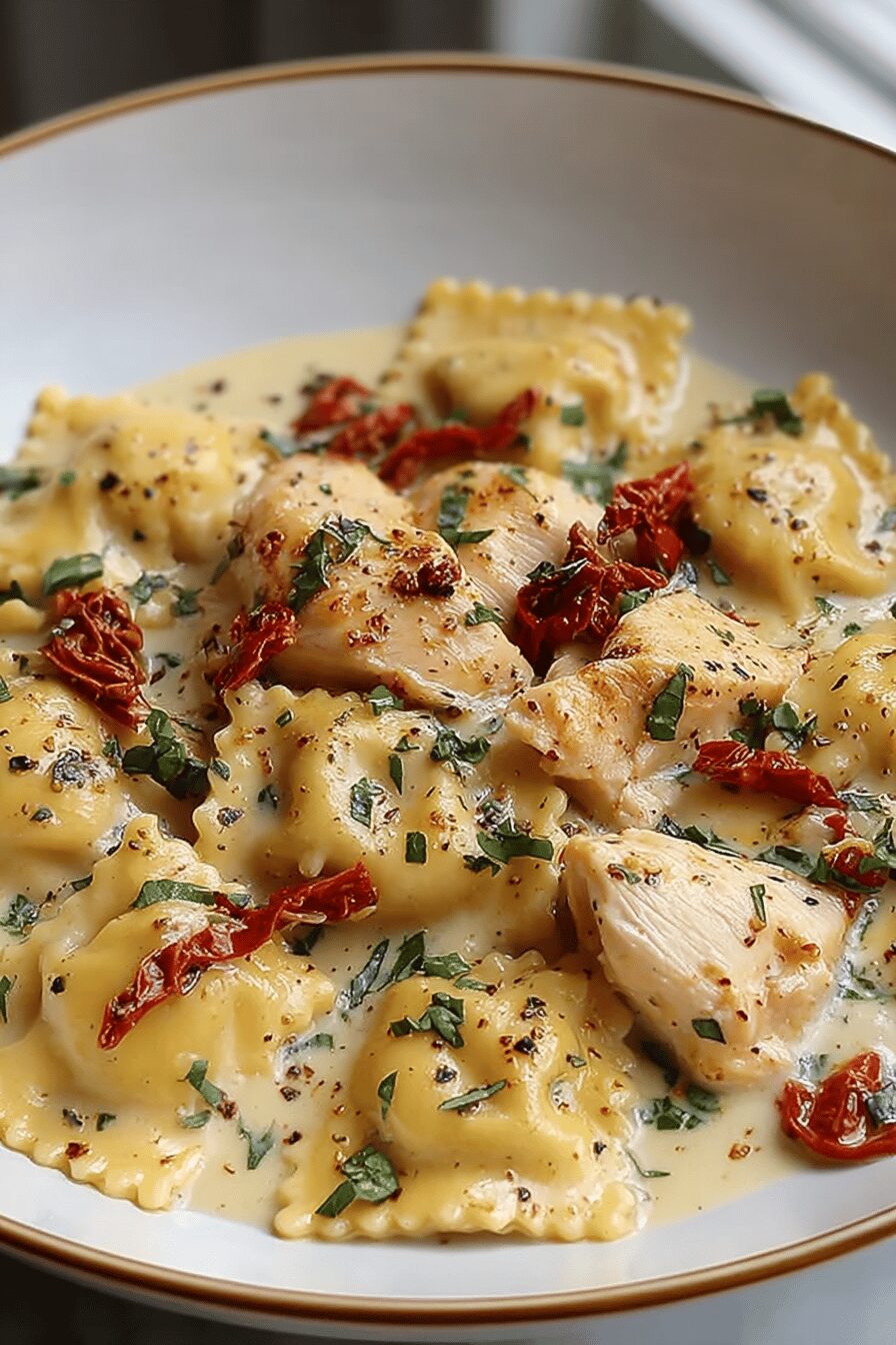Creamy Sun Dried Chicken Ravioli