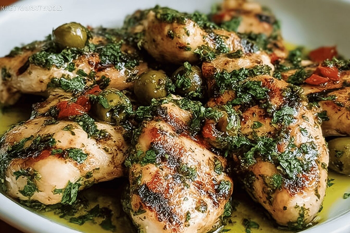 Grilled Chicken Parsley Olive Sauce