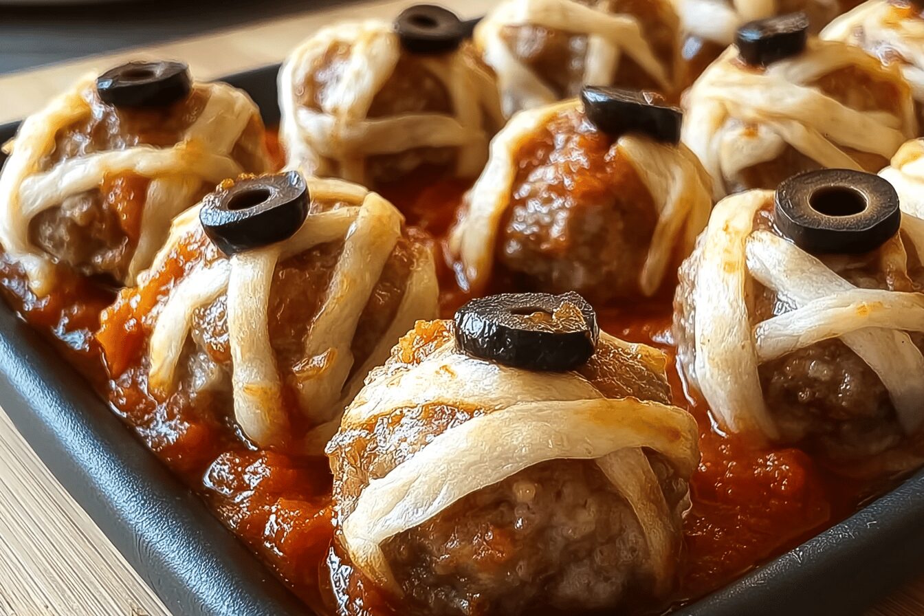 Halloween Mummy Meatballs