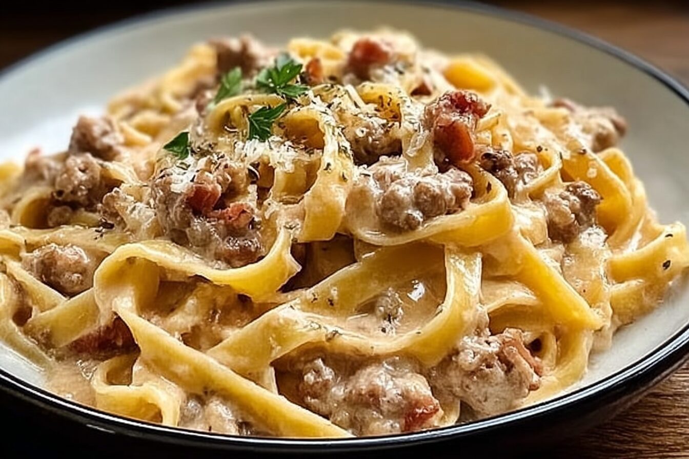 Italian Sausage Fettuccine Pasta