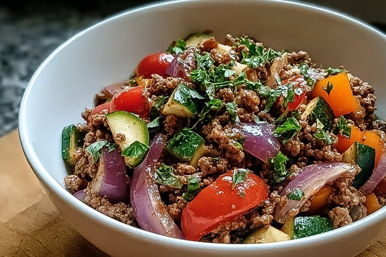 Mediterranean Ground Beef Stir Fry