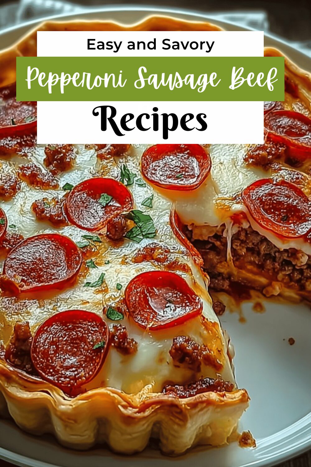 Deep Hamburger Sausage And Pepperoni Pie Recipe 7 Pepperoni Sausage Beef Pie