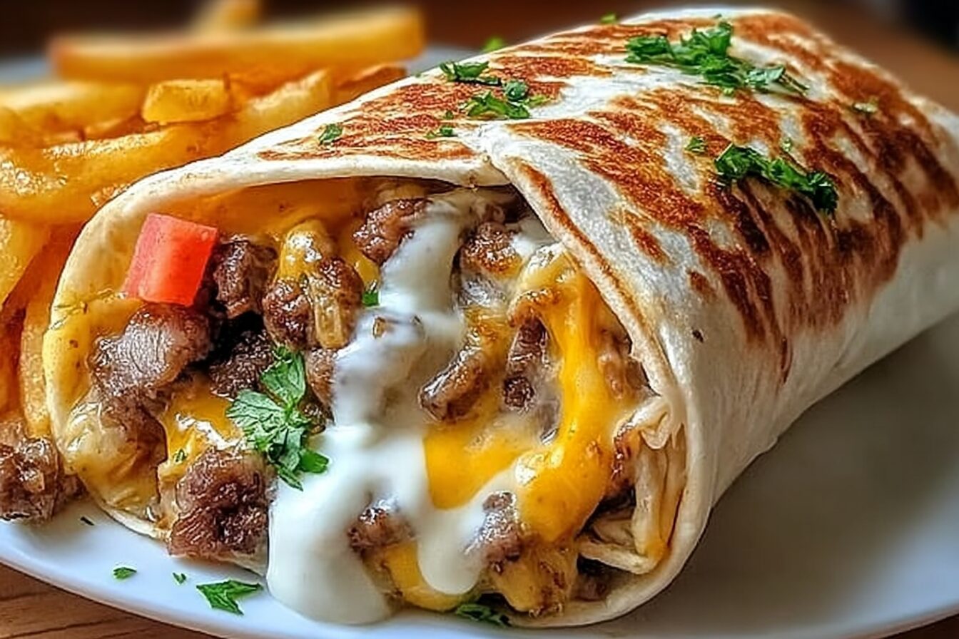 Steak Cheese Dirty Fry Burritos