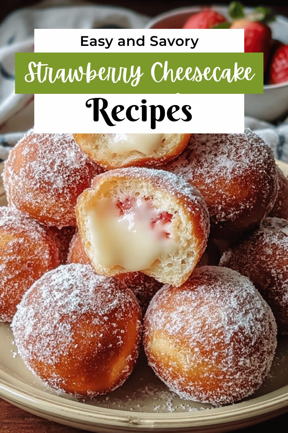 Strawberry Cheesecake Donut Holes