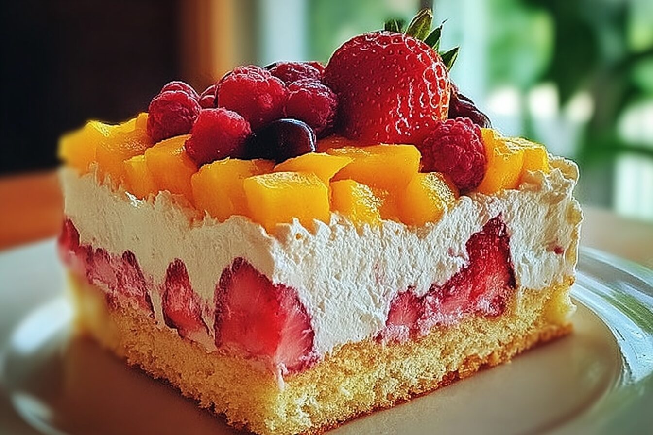 Strawberry Mango Split Cake