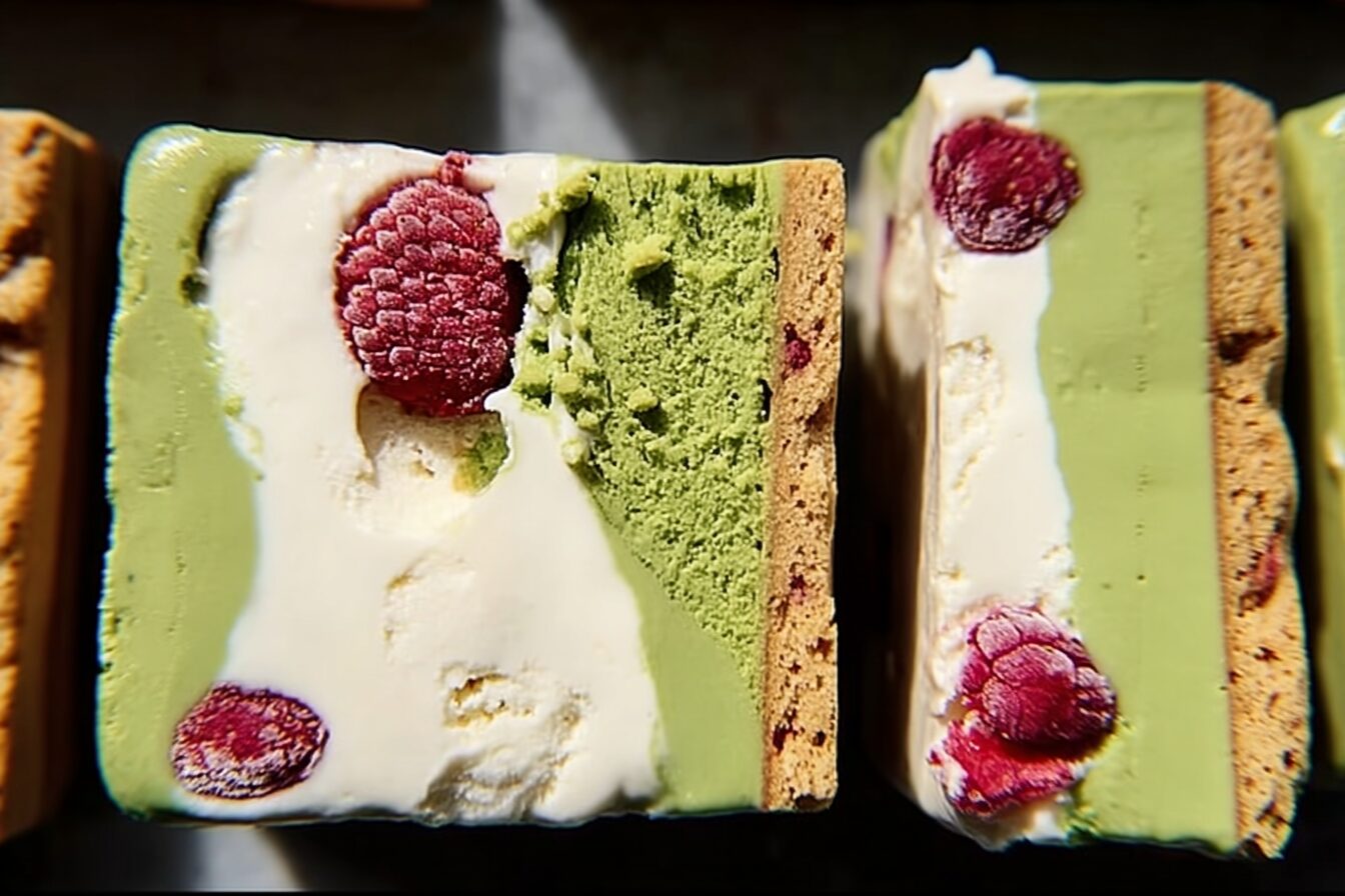 Strawberry Matcha Ice Cream Sandwiches