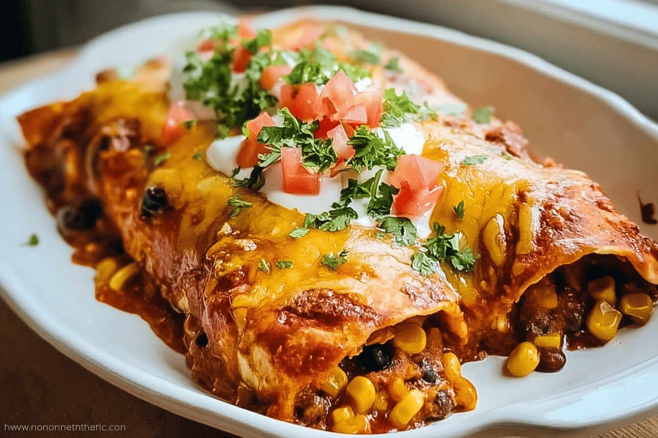 Sweet Potato Corn Black Bean Enchiladas