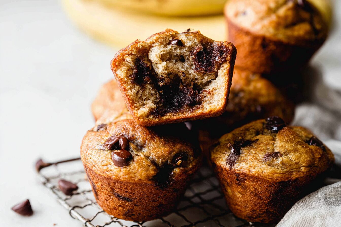 Banana Chocolate Chip Muffins Soft Moist Quick Breakfast Treat 6 Banana Chocolate Chip Muffins