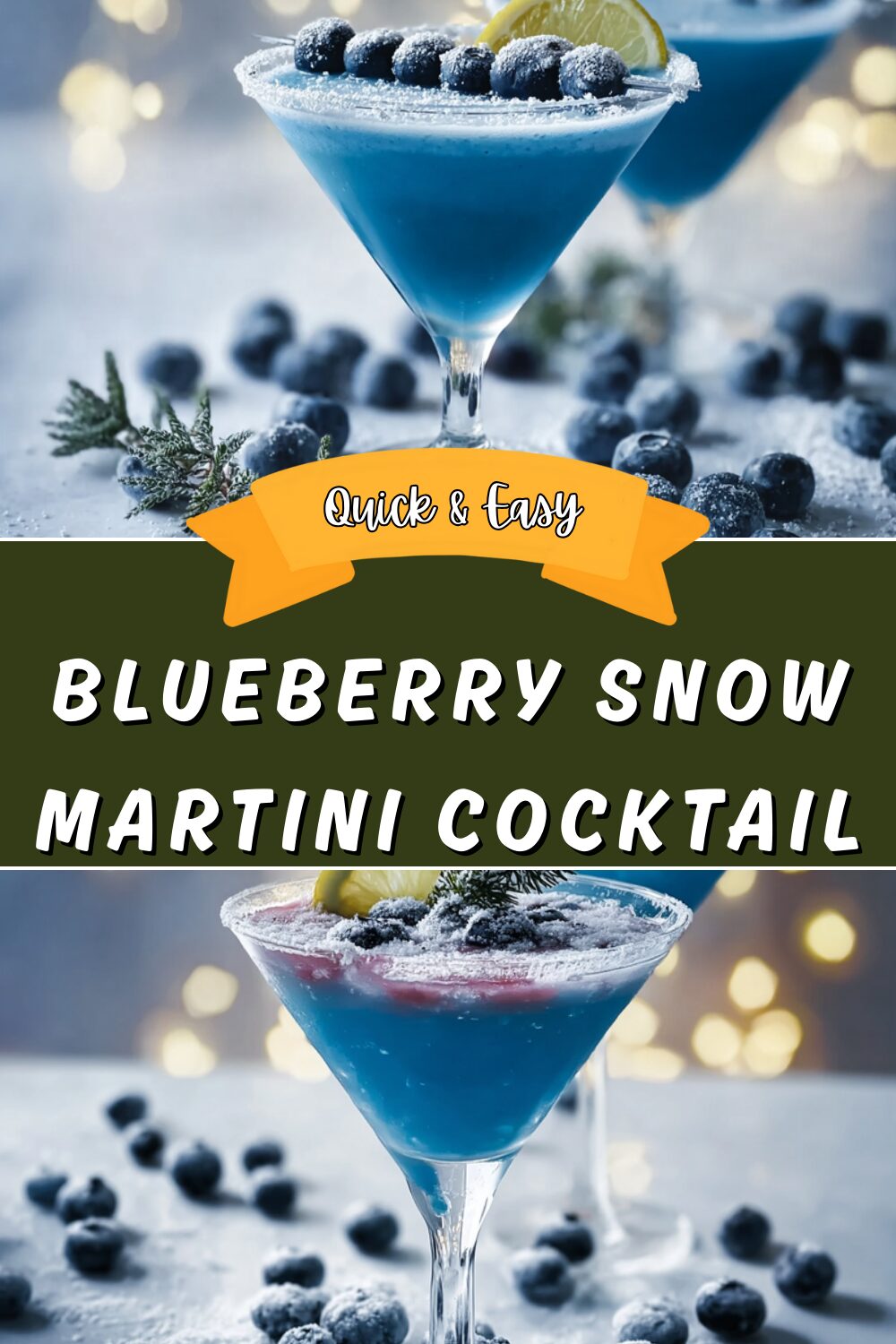 Blueberry Snow Martini Cocktail
