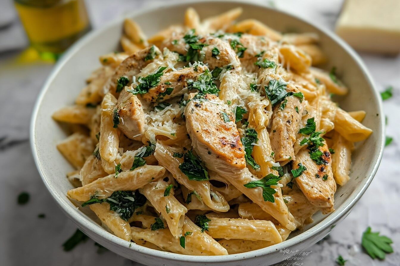 Healthy Garlic Parmesan Chicken Pasta