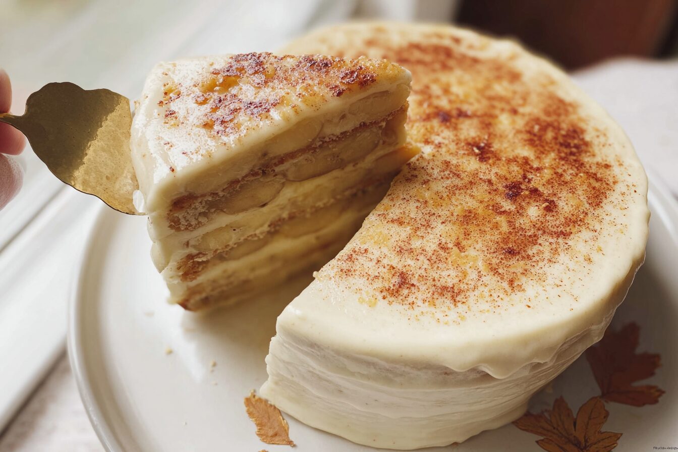 Layered Banana Creme Brulee Cake