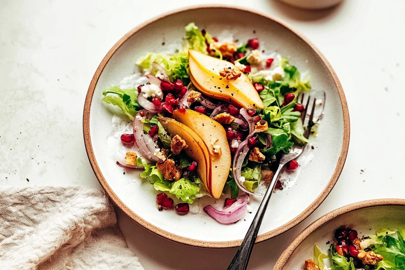 Pear Salad With Balsamic Vinaigrette And Crunchy Walnuts 6 Pear Salad