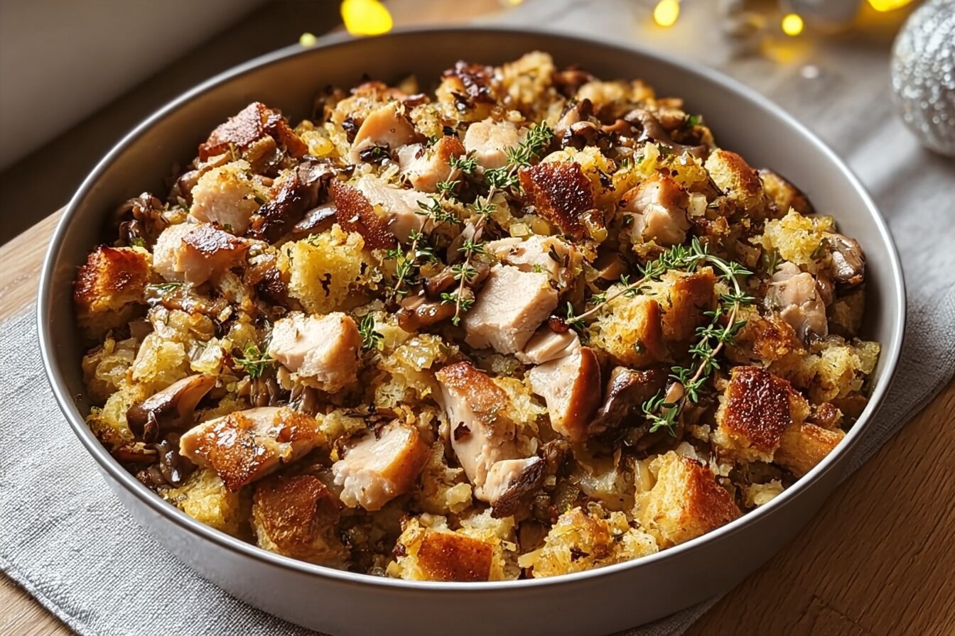 Smoked Chicken Shiitake Stuffing Traybake