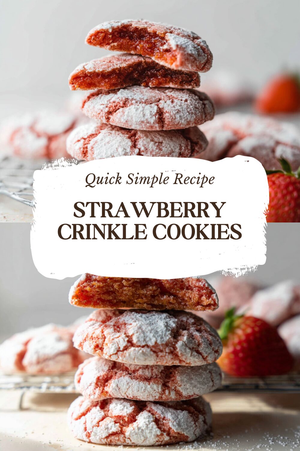 Strawberry Crinkle Cookies