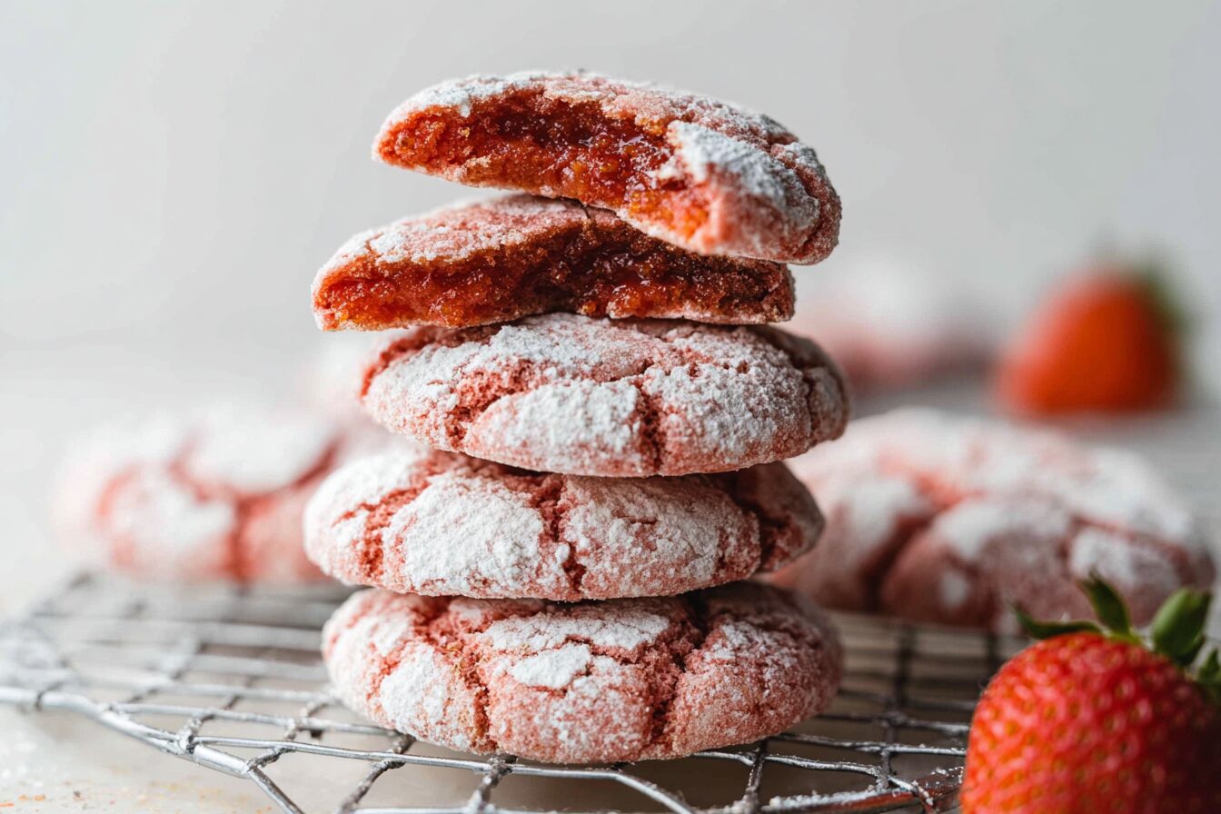 Strawberry Crinkle Cookies