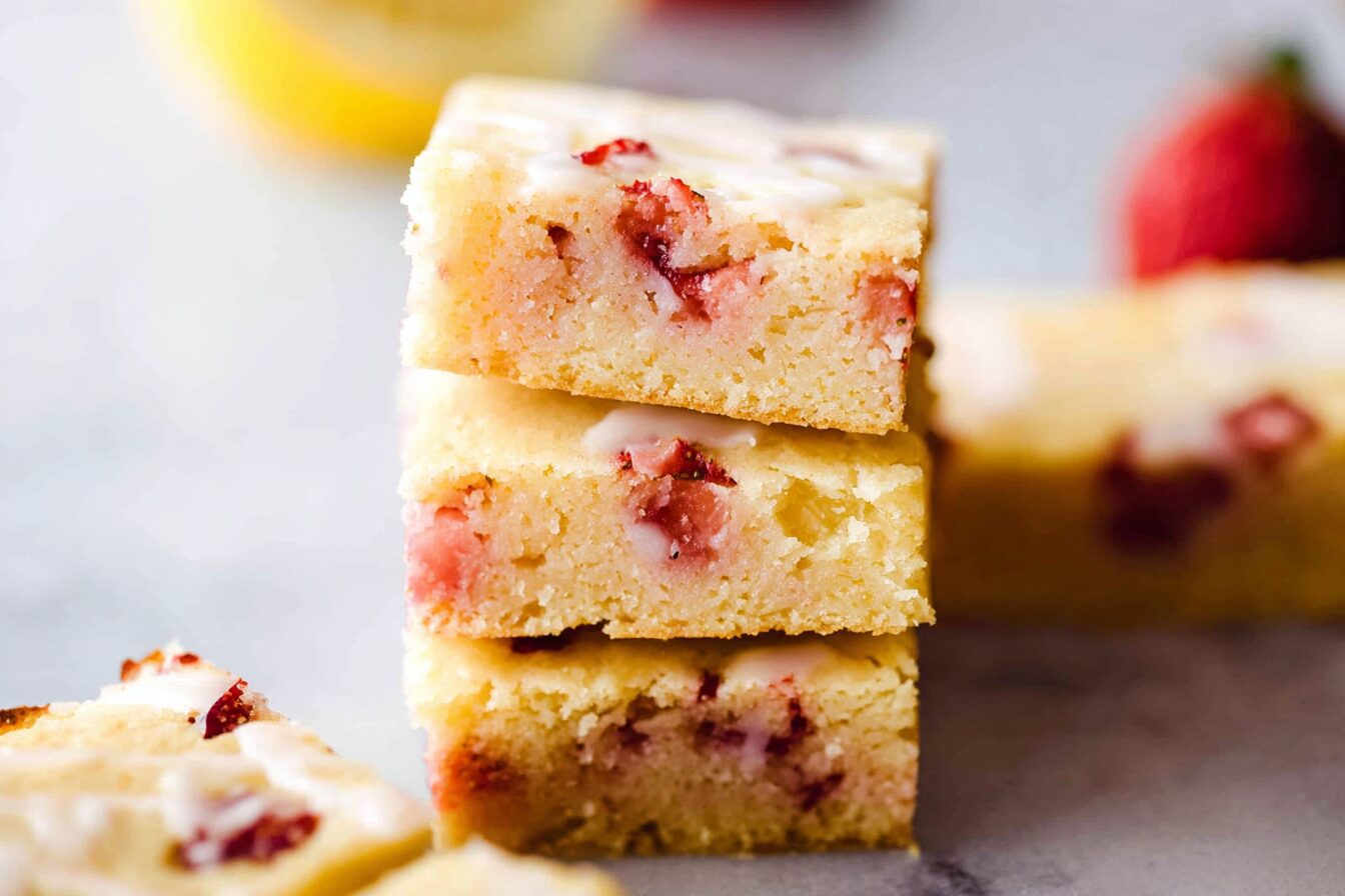 Blondies: Fresh Strawberry Lemon Dessert Bars 6 Strawberry Lemon Blondies