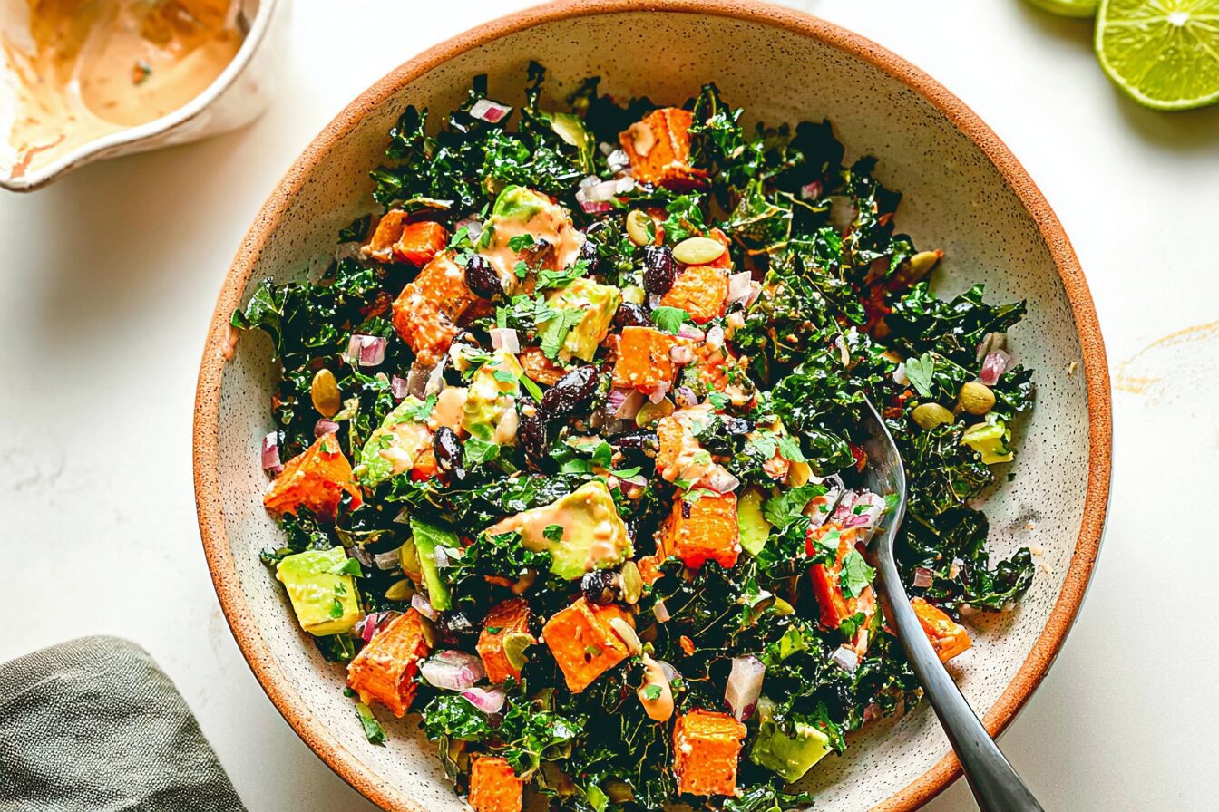 Sweet Potato Avocado Kale Salad With Spicy Chipotle Tahini Dressing 6 Sweet Potato Avocado Kale Salad