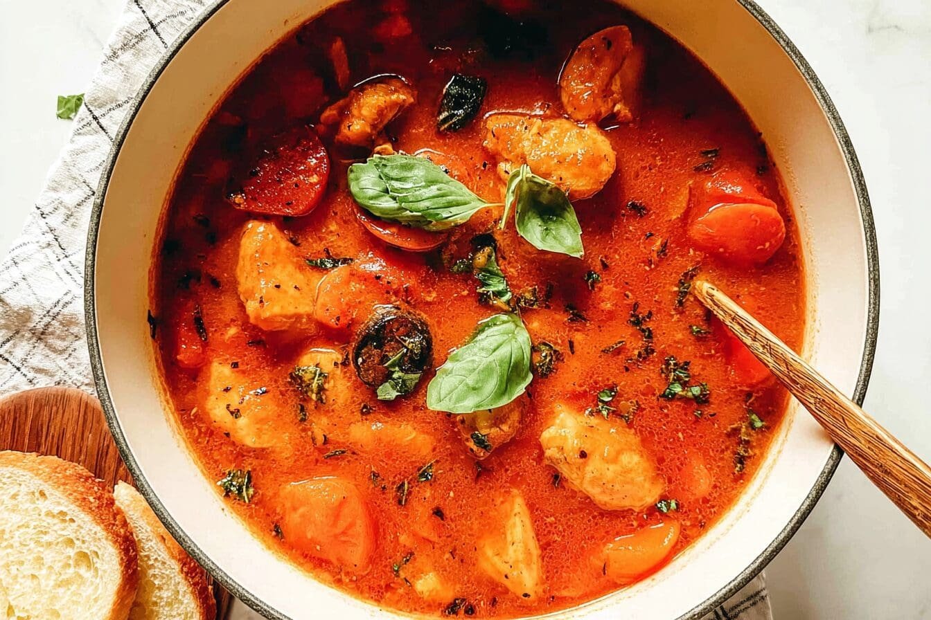 Tomato Basil Chicken Stew Recipe With Hearty Fresh Flavors