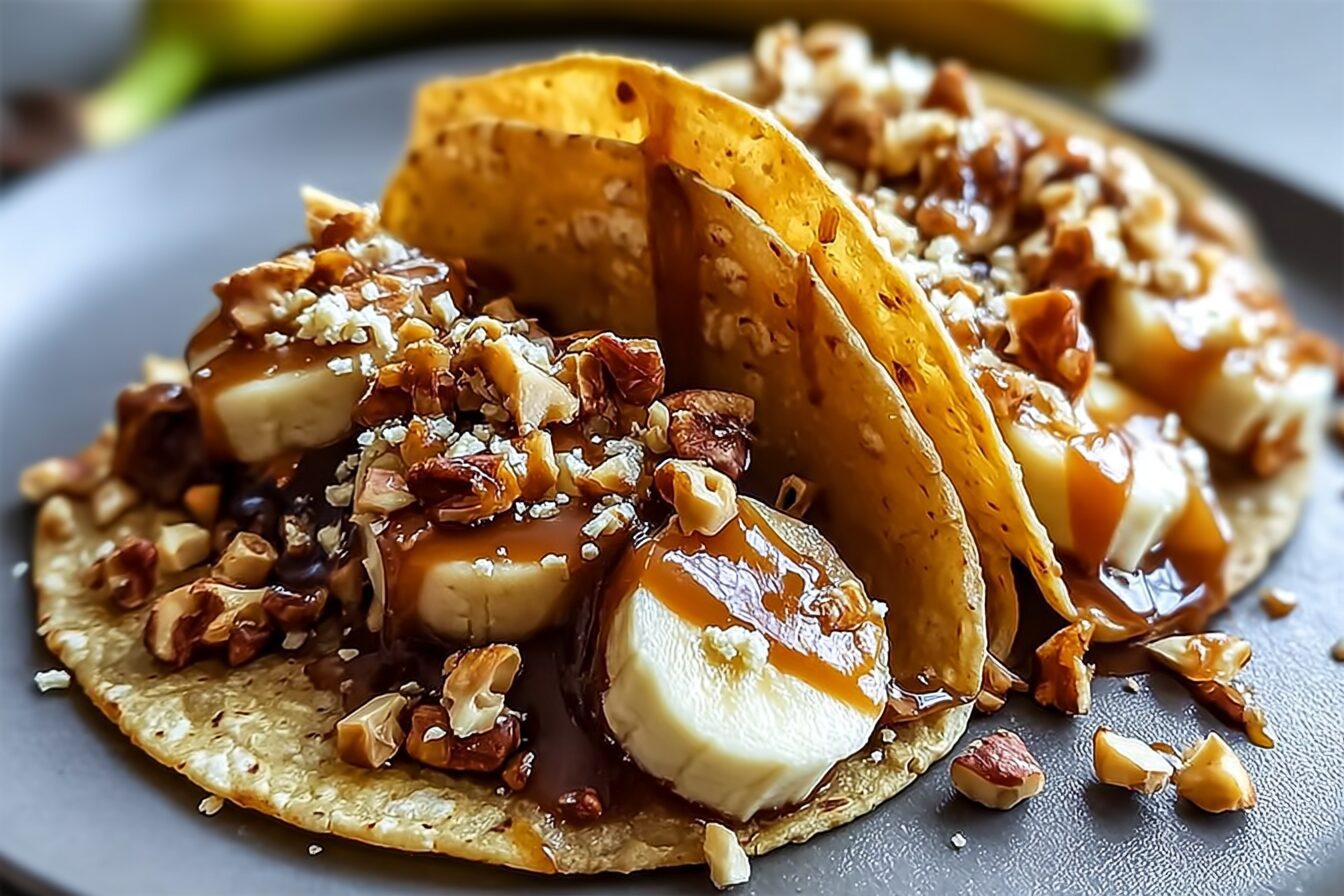Caramel Banana Nuts Tacos