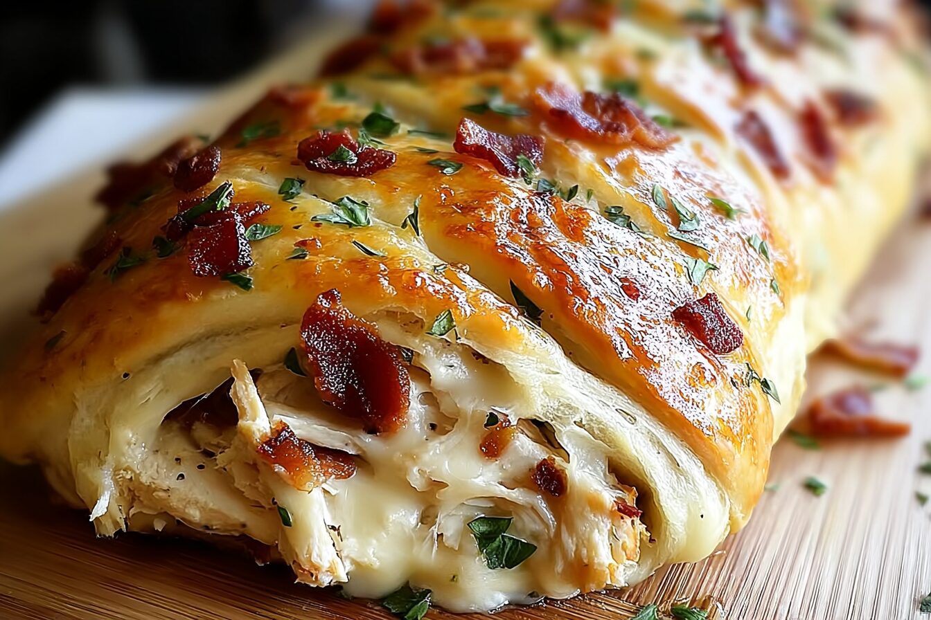 Chicken Bacon Ranch Stromboli Recipe With Savory Cheese Filling 6 Chicken Bacon Ranch Stromboli