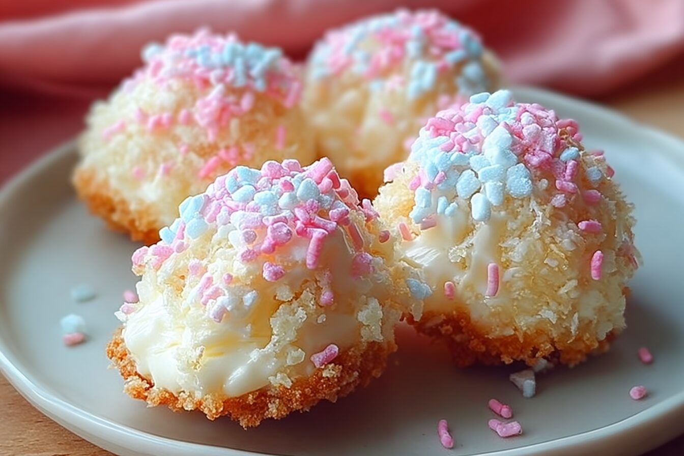 Crispy Cotton Candy Cheesecake Bombs