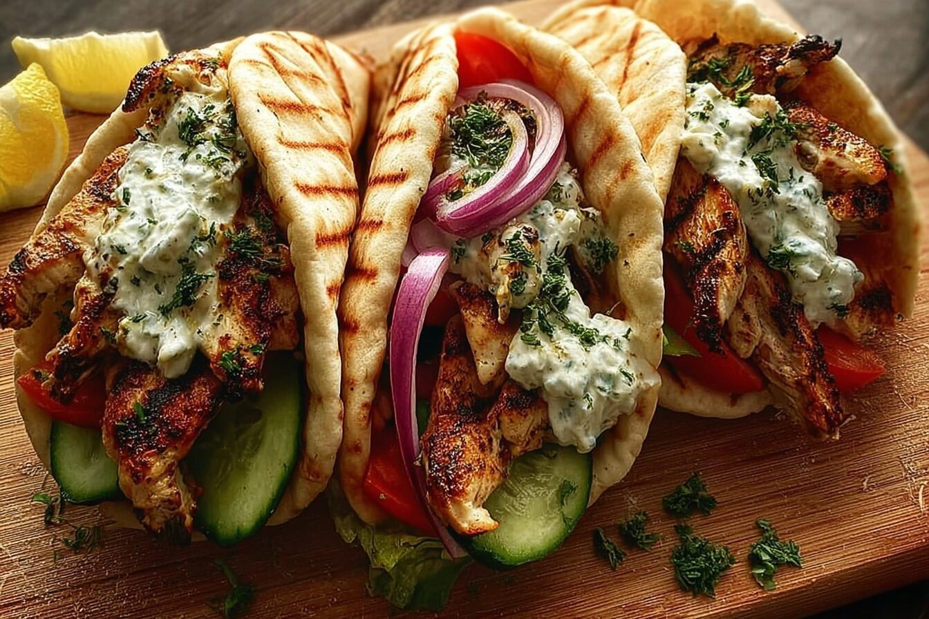 Greek Chicken Gyros With Creamy Tzatziki And Easy Homemade Pita 6 Grilled Greek Chicken Gyros