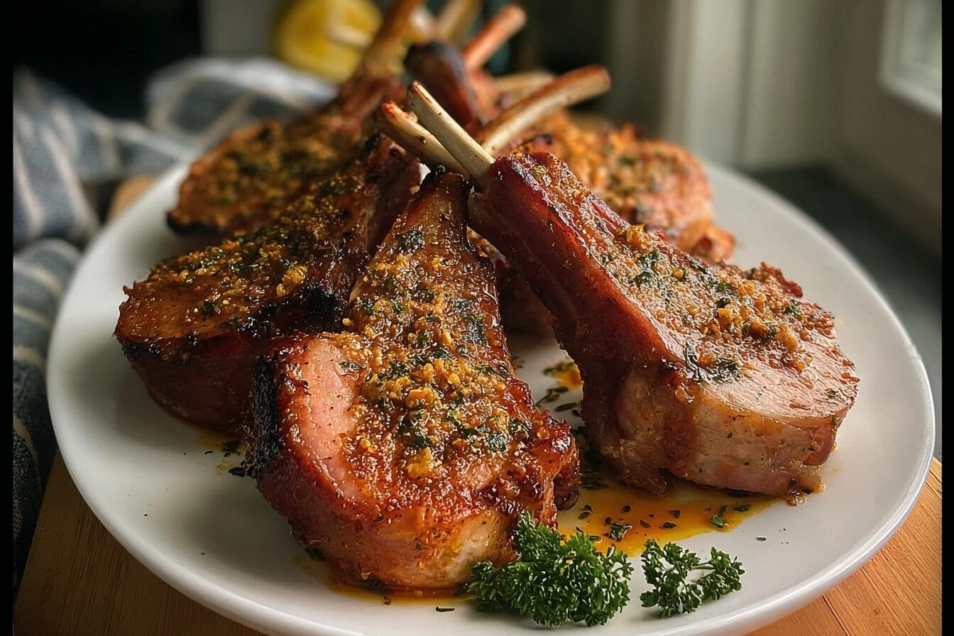 Pork Rack Cooked Honey Mustard Roasted Pork Rack With Sweet Tangy Glaze