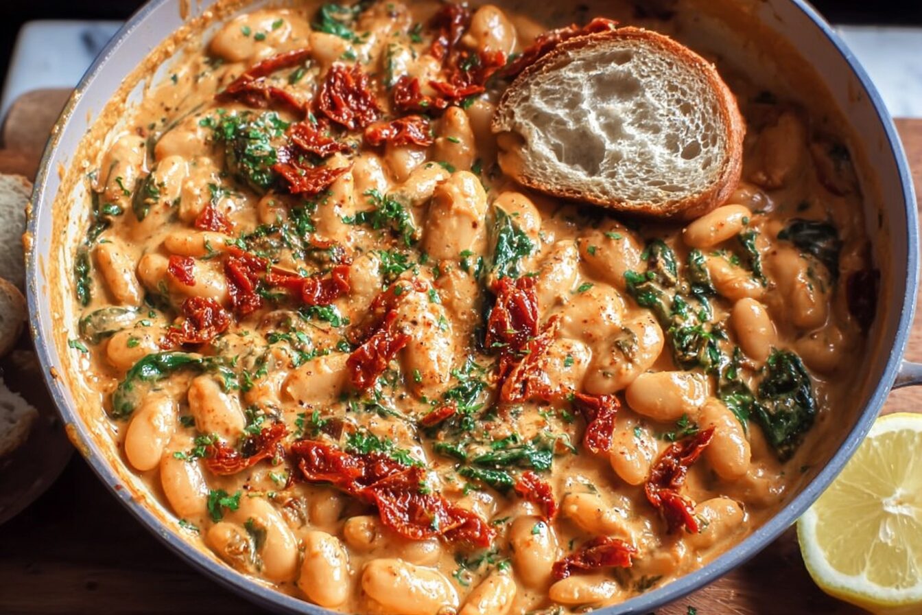 Creamy White Beans With Sundried Tomatoes One Pot Recipe 6 One Pot Creamy Sundried Tomato White Beans