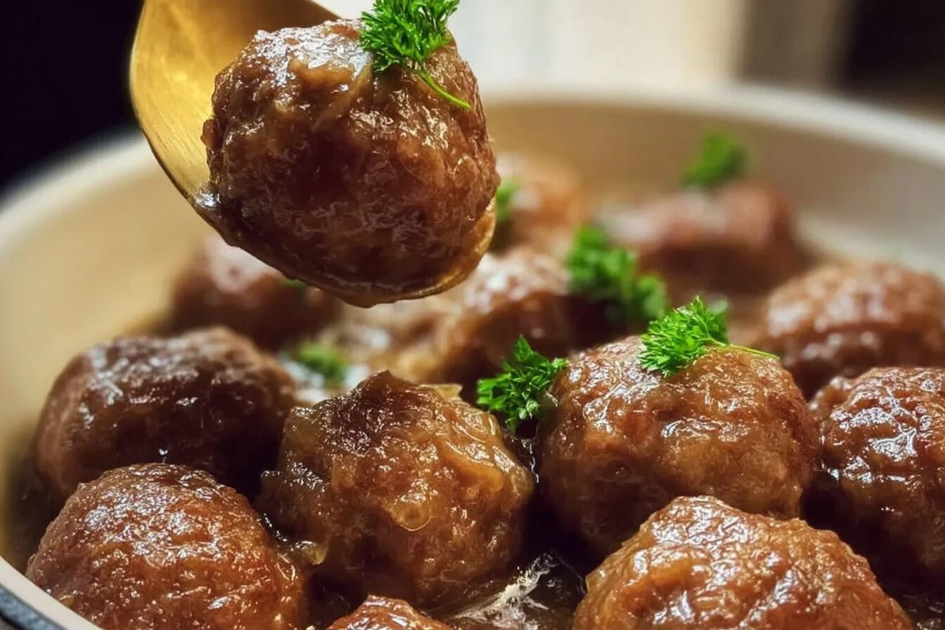 Slow Cooker French Onion Meatballs