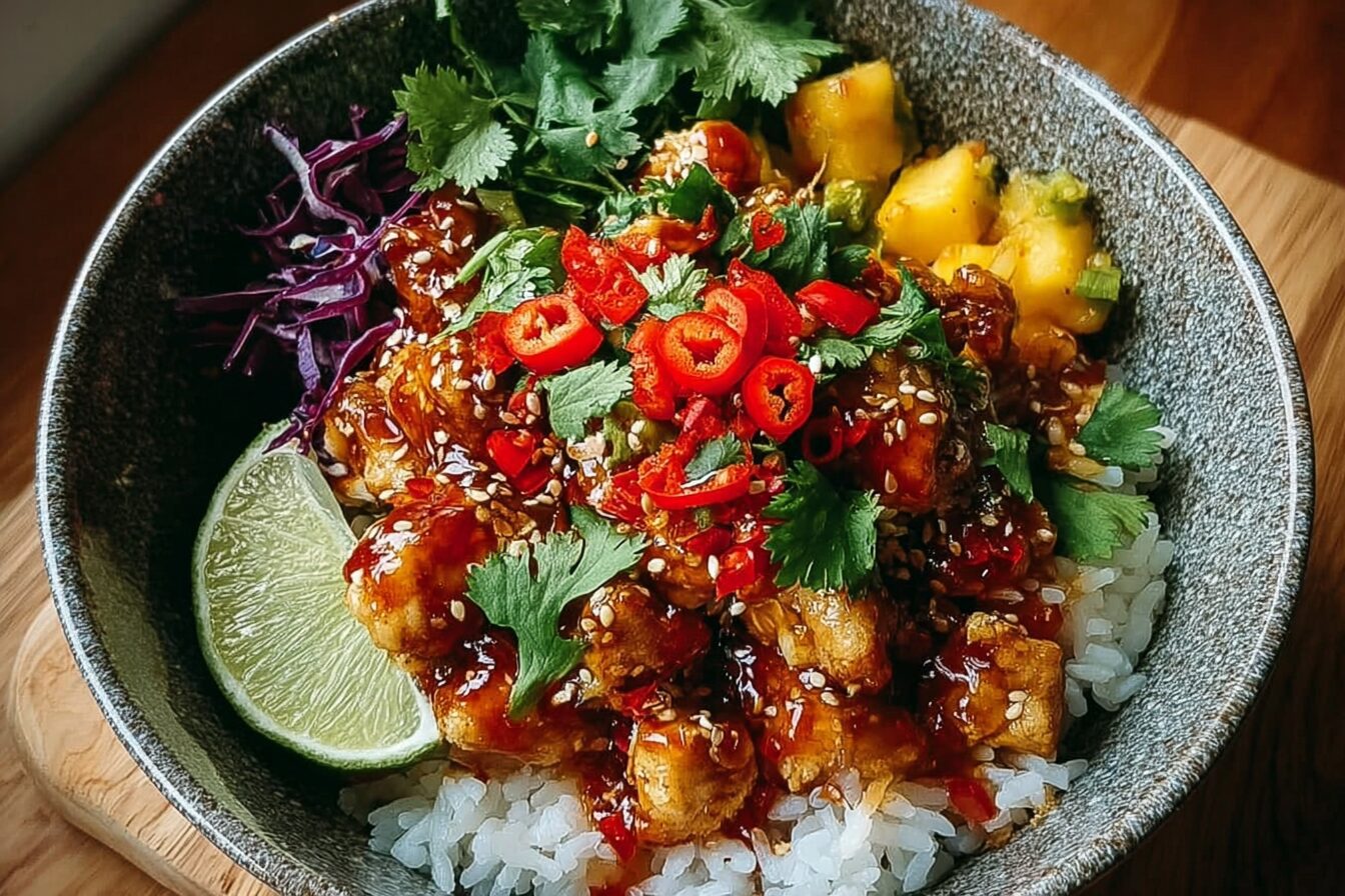 Sweet Chili Chicken Bowl With Coconut Rice And Crisp Veggies 6 Sweet Chili Chicken Bowl