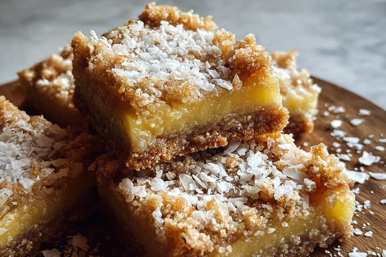Tropical Pineapple Coconut Bars With Toasted Coconut Crumble 6 Tropical Pineapple Bliss Bars