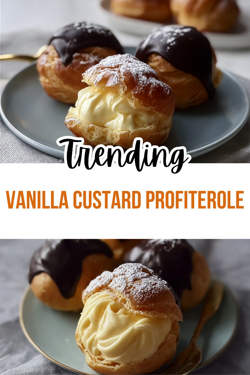 Profiteroles Filled With Custard Cream And Topped With Rich Chocolate Sauce 7 Vanilla Custard Profiterole