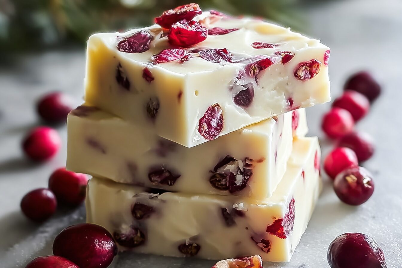 White Chocolate Cranberry Fudge