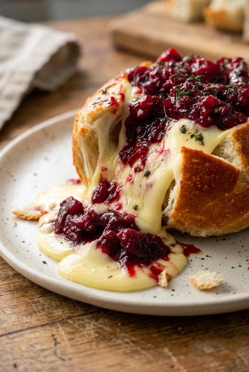 Baked Cranberry Brie Bread Bowl