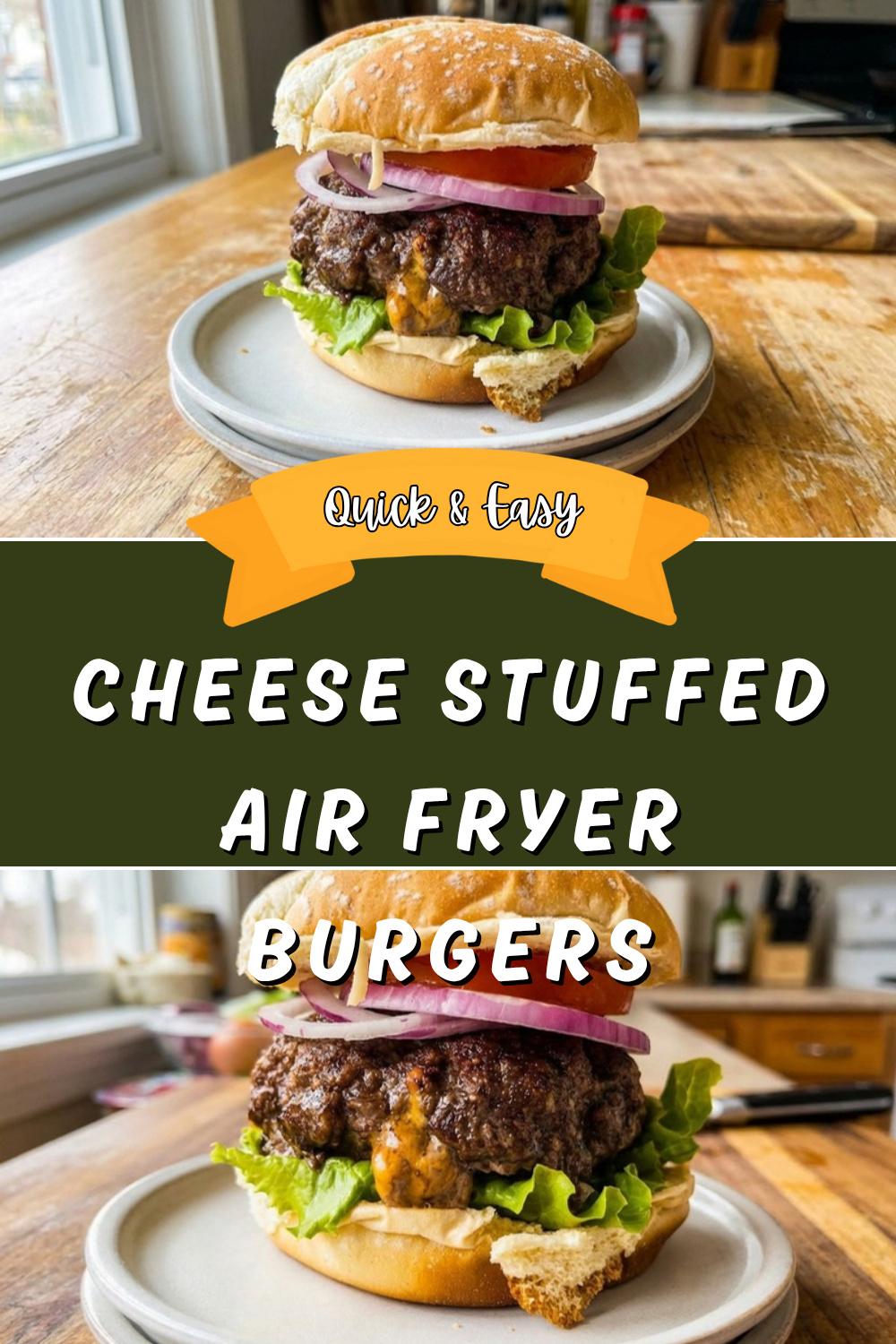 Cheese Stuffed Air Fryer Burgers