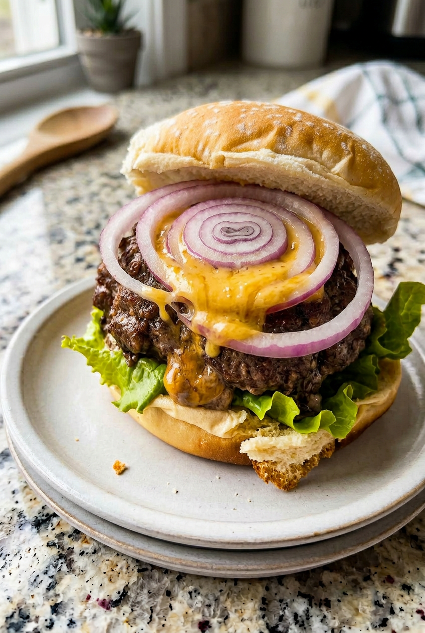 Cheese Stuffed Air Fryer Burgers